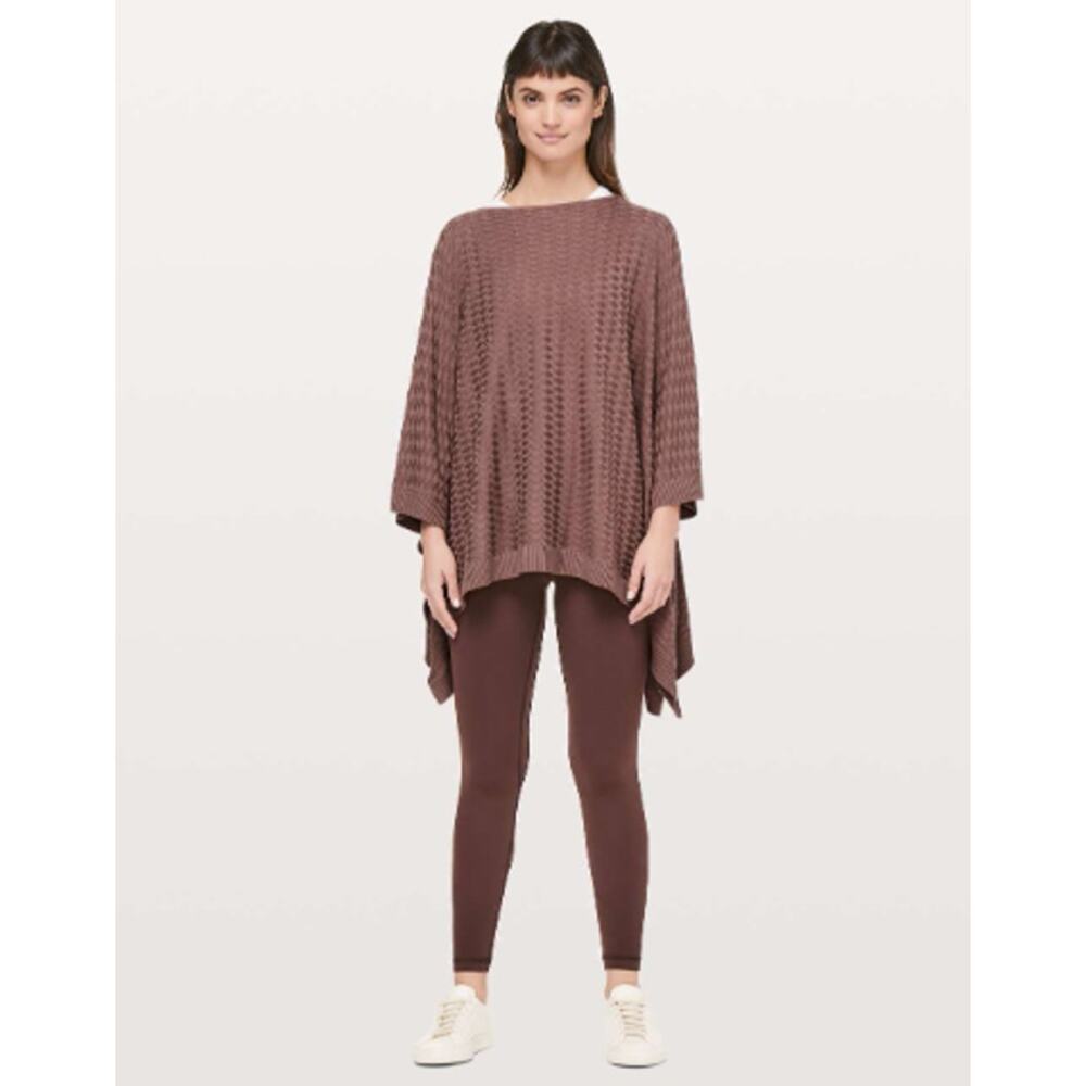 Lululemon Divinity‎ Poncho Wrap Shawl Woven Spanish Oak Mauve Tencel Layering